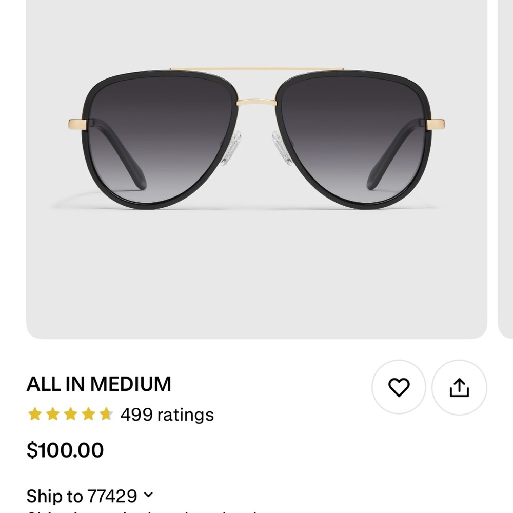 Quay Australia All In Medium Black and Gold Sunglasses